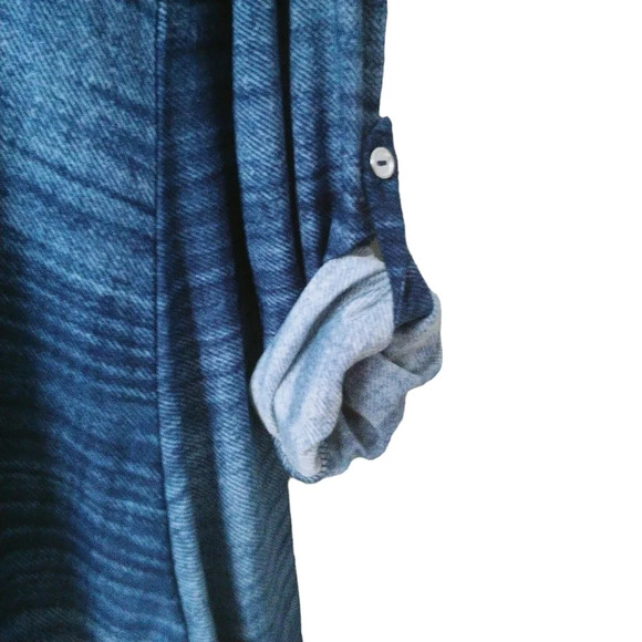 MyStyle  Faux Blue Jean Blouse Stretch Blue Tones S - Picture 5 of 9